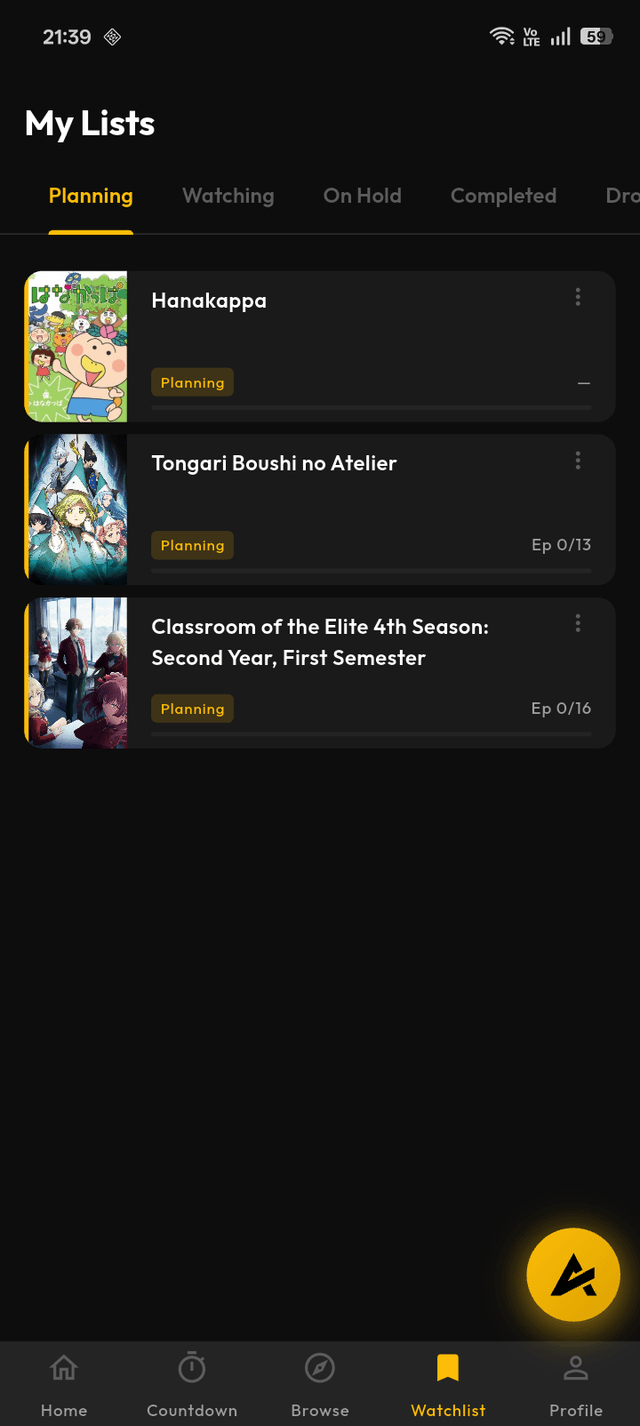 Watchlist screenshot